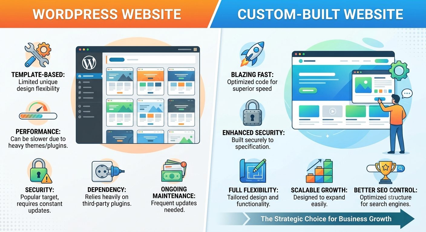 WordPress and Custom Website compared